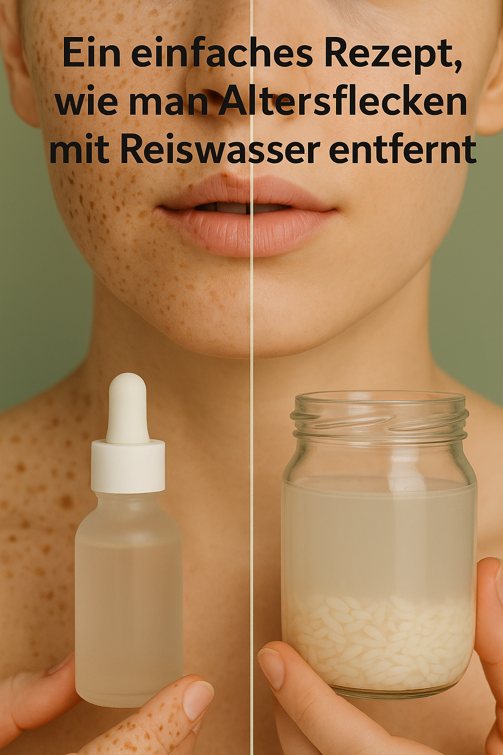 Ein einfaches Rezept, wie man Altersflecken mit Reiswasser entfernt
