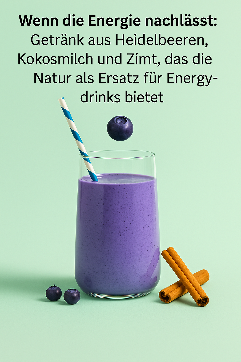 Wenn die Energie nachlässt: Getränk aus Heidelbeeren, Kokosmilch und Zimt, das die Natur als Ersatz für Energydrinks bietet
