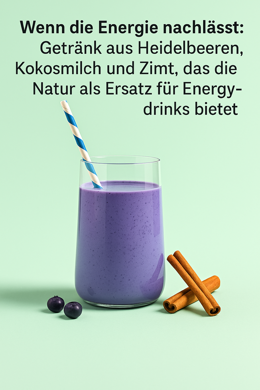 Wenn die Energie nachlässt: Getränk aus Heidelbeeren, Kokosmilch und Zimt, das die Natur als Ersatz für Energydrinks bietet