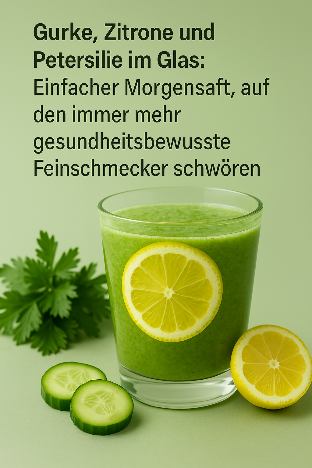 Gurke, Zitrone und Petersilie im Glas: Einfacher Morgensaft, auf den immer mehr gesundheitsbewusste Feinschmecker schwören
