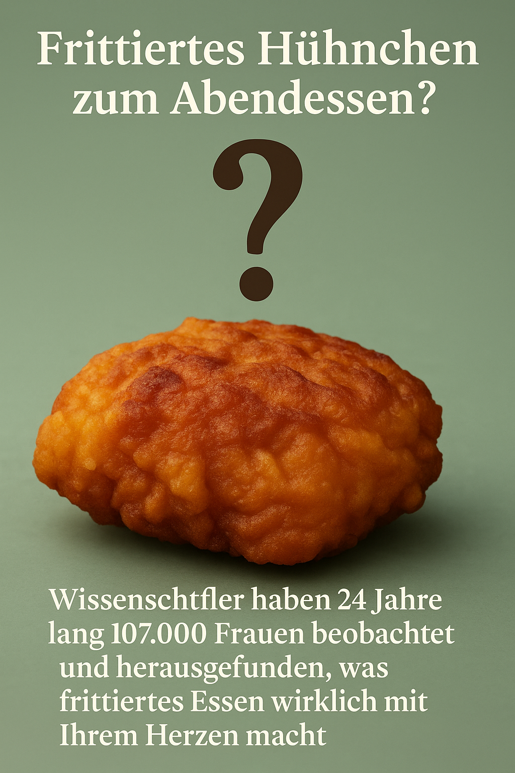Frittiertes Hühnchen zum Abendessen? Wissenschaftler haben 24 Jahre lang 107.000 Frauen beobachtet und herausgefunden, was frittiertes Essen wirklich mit Ihrem Herzen macht