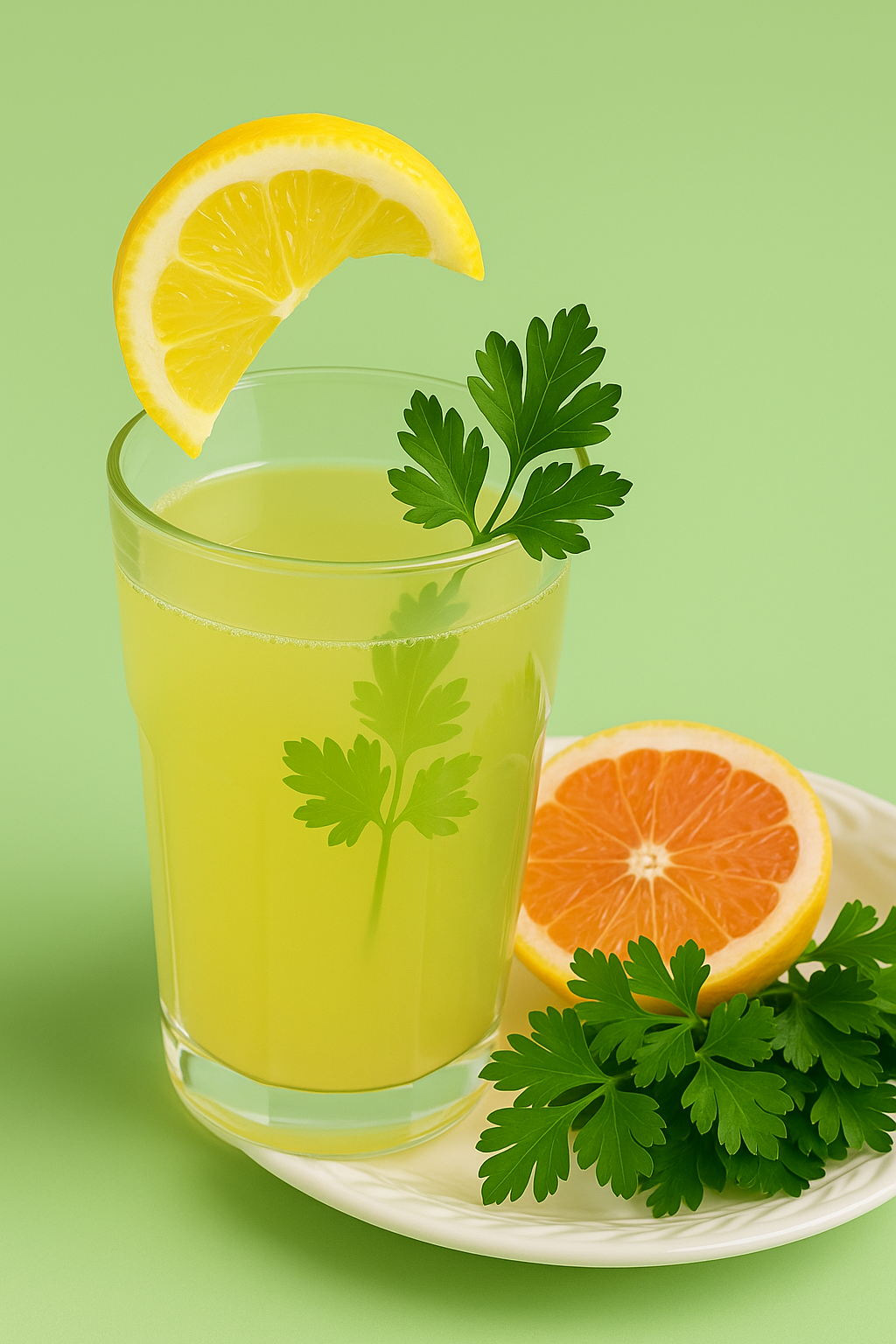 Wenn der Körper nach Grillfesten mit Giftstoffen gefüllt ist, beruhigt ihn ein Glas: Rezept aus Zitrone, Grapefruit und Petersilie
