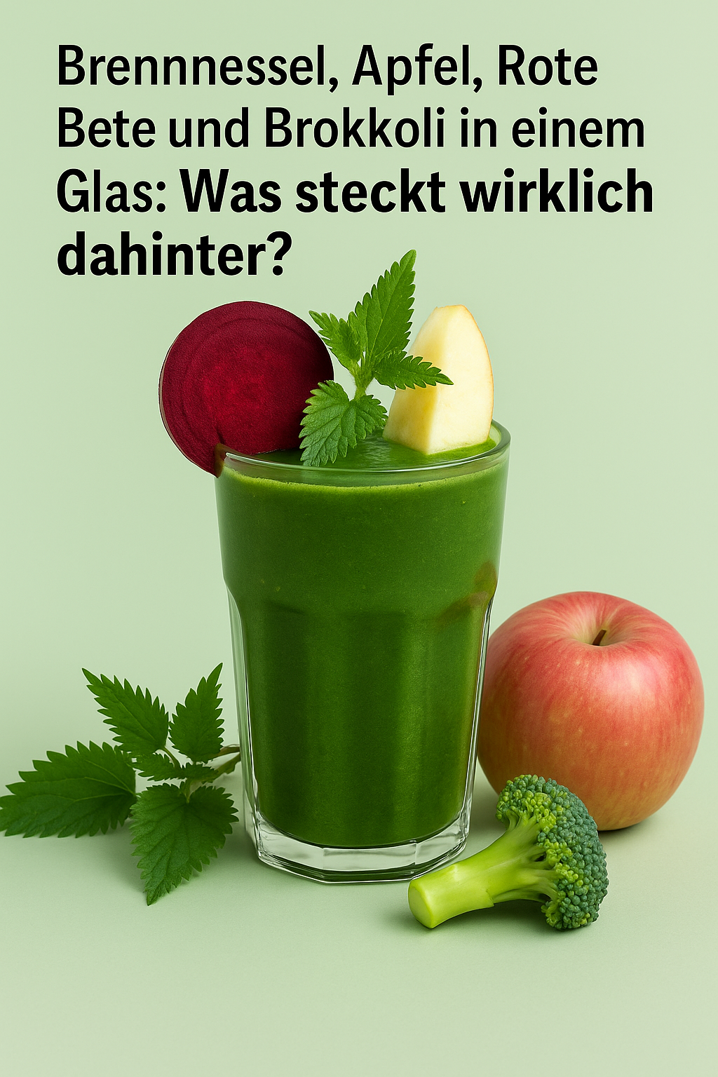 Brennnessel, Apfel, Rote Bete und Brokkoli in einem Glas: Was steckt wirklich dahinter?