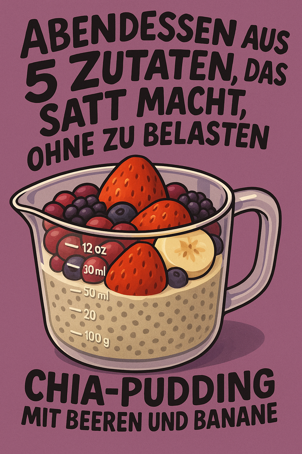 Abendessen aus 5 Zutaten, das satt macht, ohne zu belasten: Chia-Pudding mit Beeren und Banane