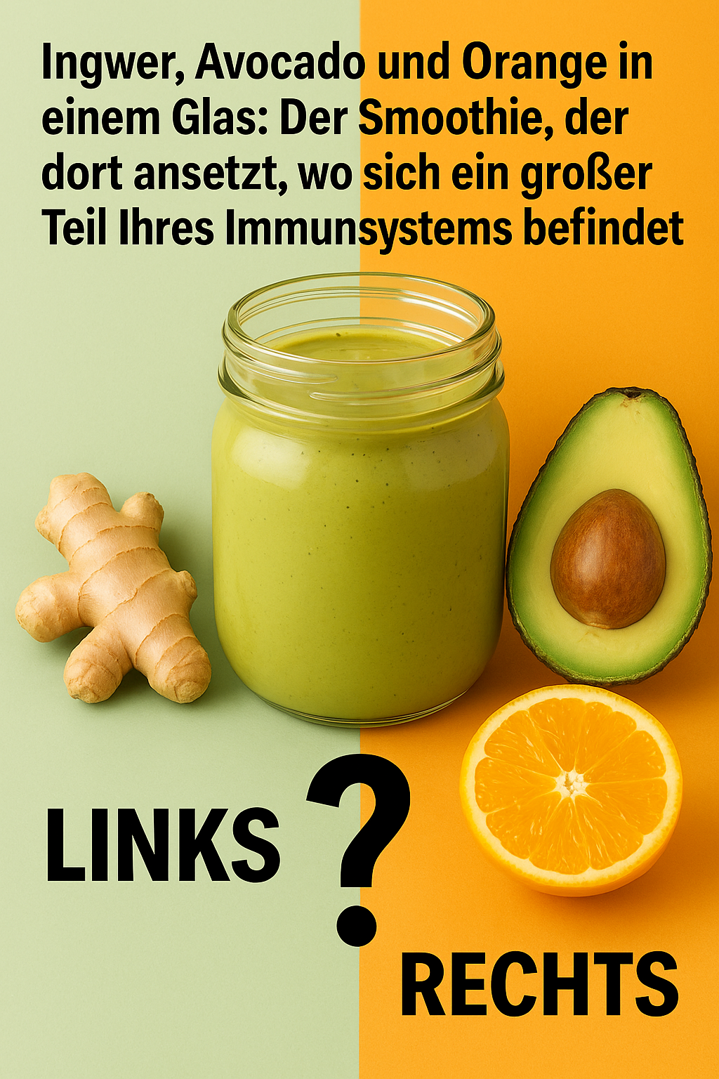 Ingwer, Avocado und Orange in einem Glas: Der Smoothie, der dort ansetzt, wo sich ein großer Teil Ihres Immunsystems befindet